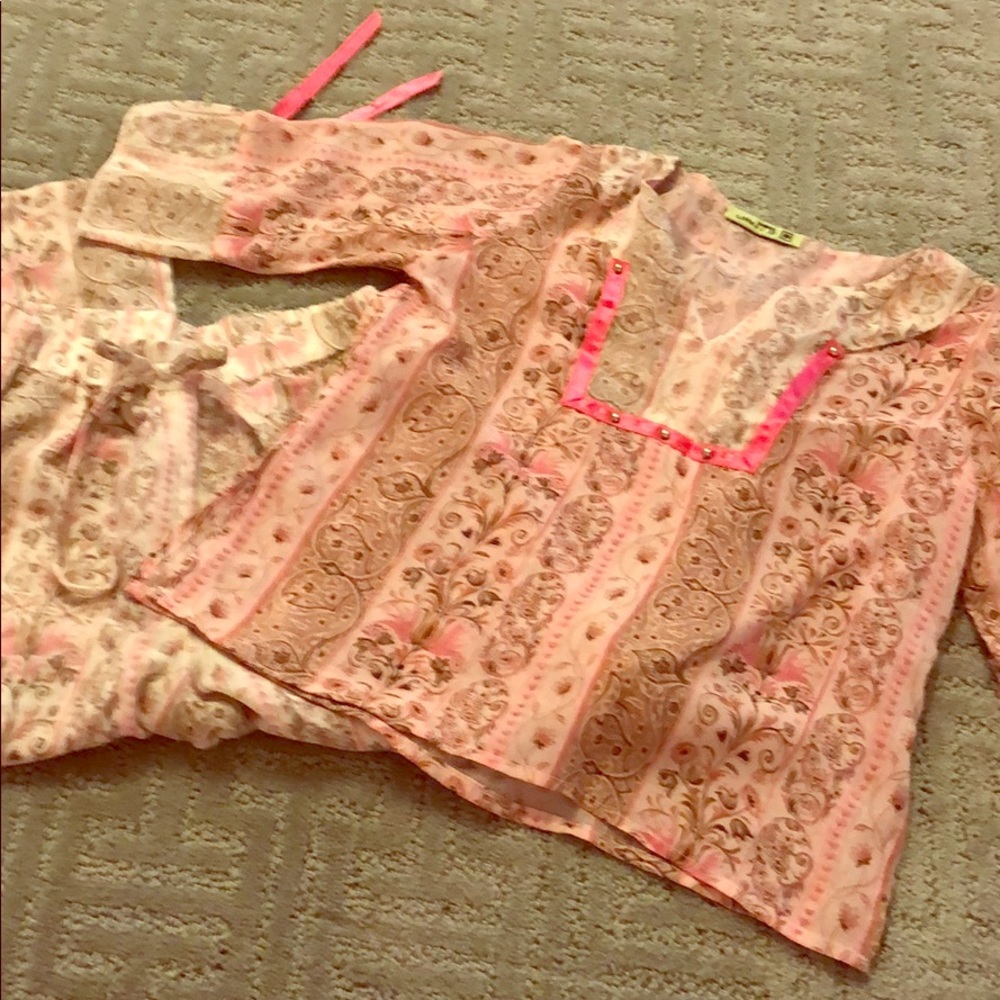 Little mass Girls size 4 blouse and pants set pink